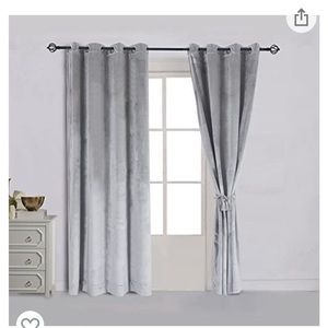 84” long gray velvet curtains - 4 panels